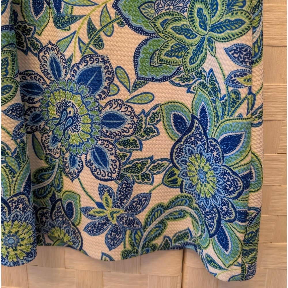 Eliza J Blue Green Floral Paisley Lace Trim Shift‎ Dress EJ4-2954 Size 10 - Picture 8 of 12